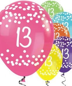 13th Birthday Tropical Mix Dots Balloons