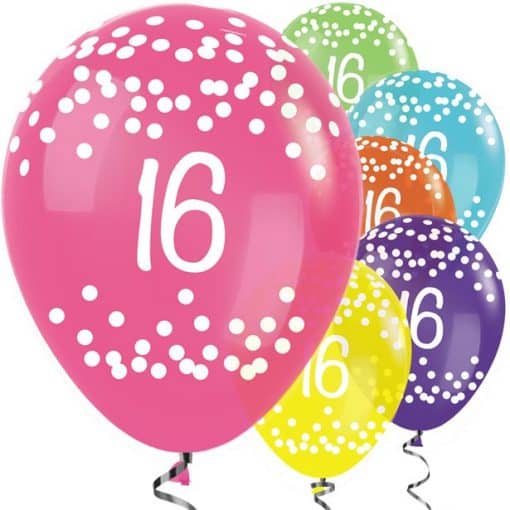 16th Birthday Tropical Mix Dots Balloons