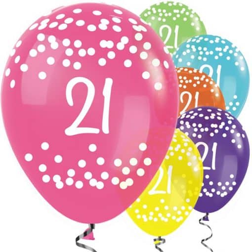 21st Birthday Tropical Mix Dots Balloons