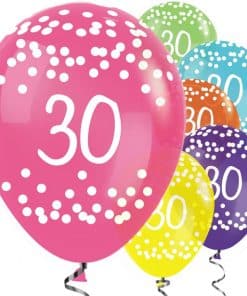 30th Birthday Tropical Mix Dots Latex Balloons