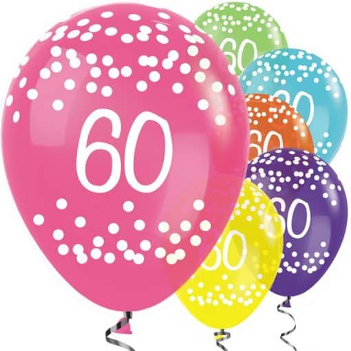 60th Birthday Tropical Mix Dots Balloons