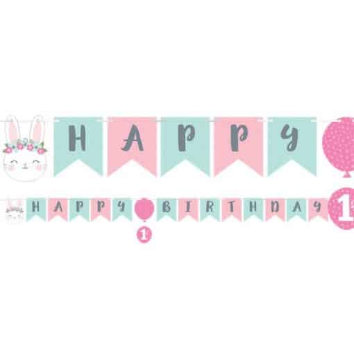 Birthday Bunny Party Ribbon Banner with Sticker