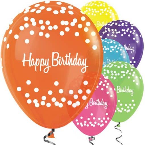 Happy Birthday Tropical Mix Dots Balloons