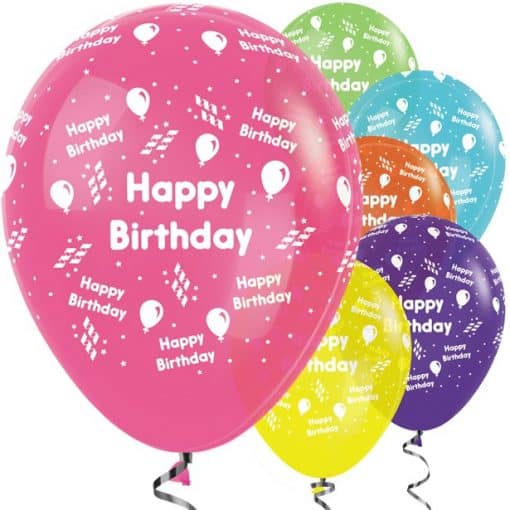 Happy Birthday Tropical Mix Streamer Balloons