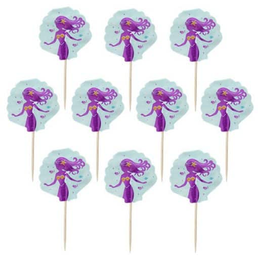 Mermaid Wishes Party Foil Cupcake Picks