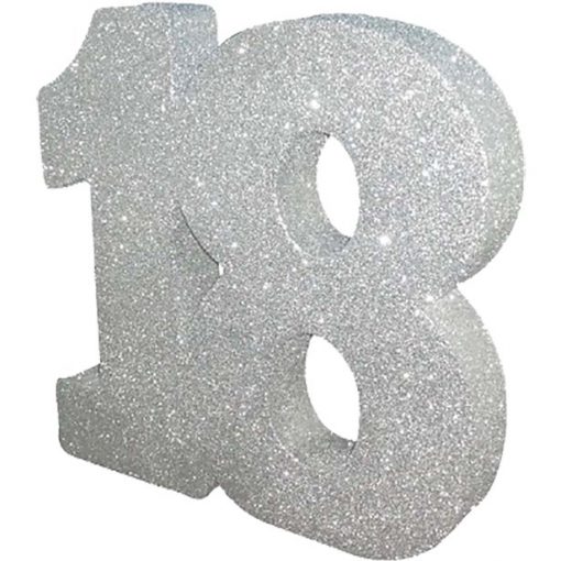 Age 18 Silver Glitter Table Decoration