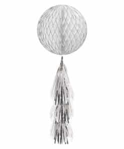 Silver Glitter Honeycomb Ball with Tassel Tail