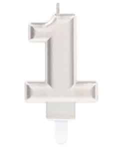 Silver Number 1 Candle