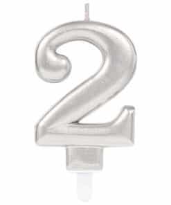 Silver Number 2 Candle