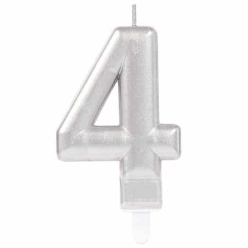 Silver Number 4 Candle