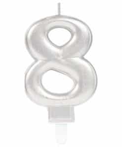 Silver Number 8 Candle