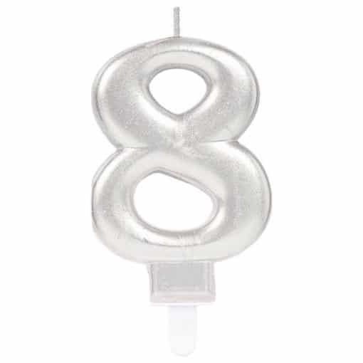 Silver Number 8 Candle