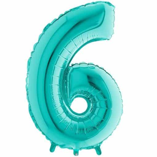 Tiffany Blue Number 6 Balloon