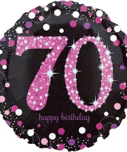 Happy 70th Birthday Pink Sparkling Celebration Balloon