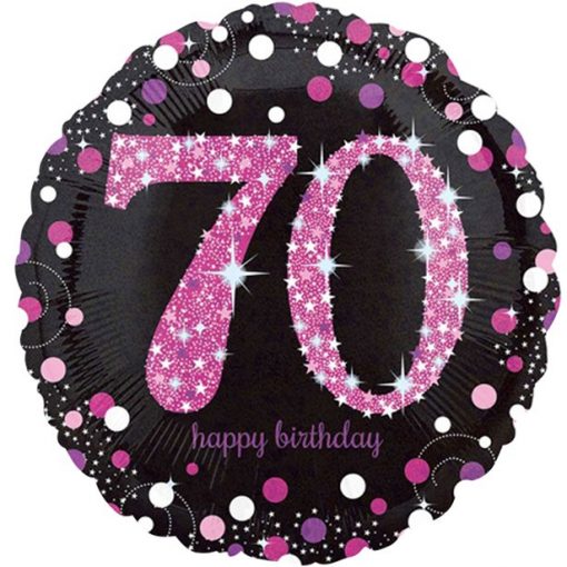 Happy 70th Birthday Pink Sparkling Celebration Balloon