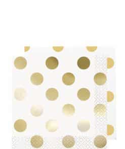 Metallic Gold Dot Beverage Paper Napkins