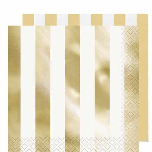 Metallic Gold Stripe Paper Napkins