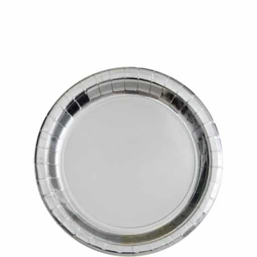 Metallic Silver Dessert Paper Plates - 18cm