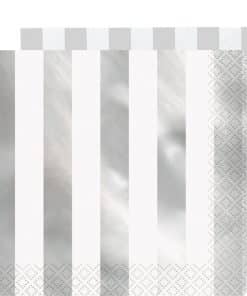 Metallic Silver Stripe Paper Napkins