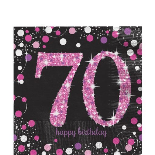 Pink Celebration Age 70 Lunch Napkins