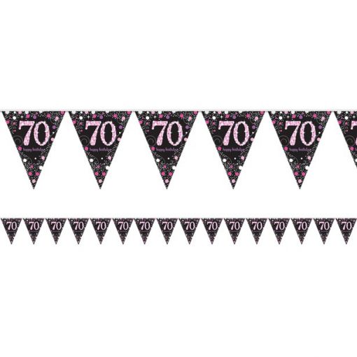 Pink Celebration Age 70 Prismatic Foil Bunting