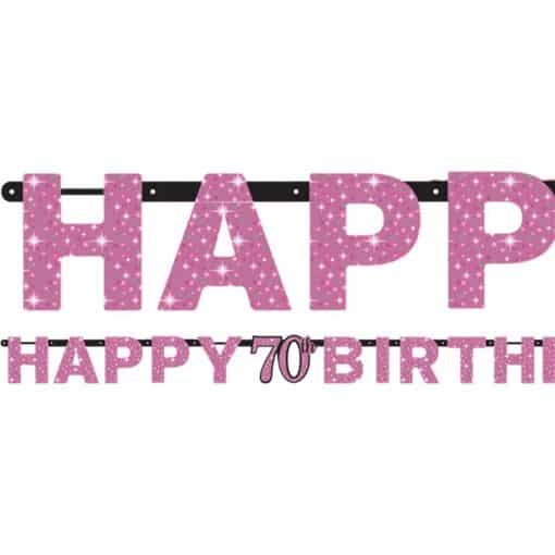 Pink Celebration Age 70 Prismatic Letter Banner