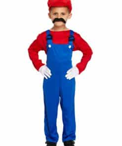 Red Super Plumber Child Fancy Dress Costume