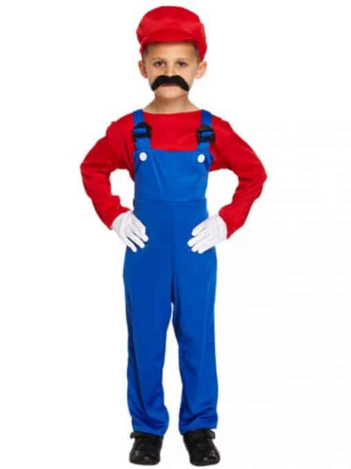 Red Super Plumber Child Fancy Dress Costume