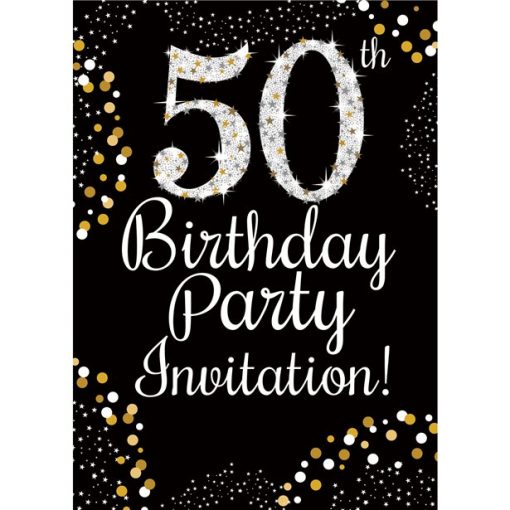 50th Birthday Gold Invitation Cards