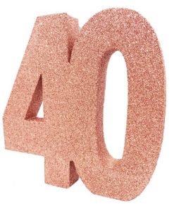 Age 40 Rose Gold Glitter Table Decoration