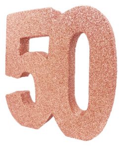 Age 50 Rose Gold Glitter Table Decoration