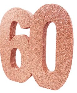 Age 60 Rose Gold Glitter Table Decoration