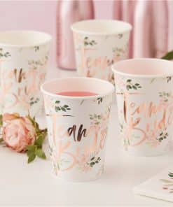 Floral Hen Party 'Team Bride' Paper Cups