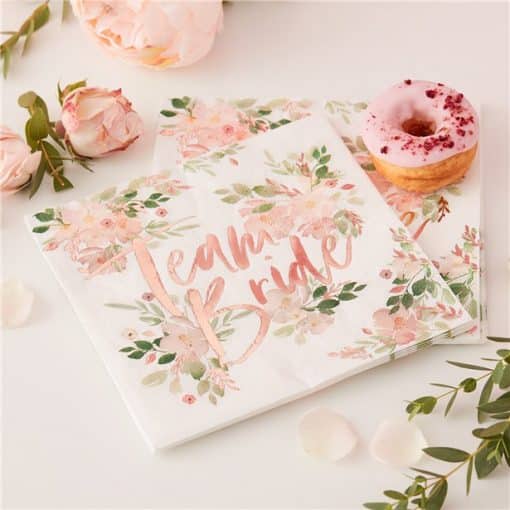 Floral Hen Party 'Team Bride' Paper Napkins