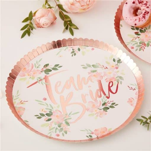 Floral Hen Party 'Team Bride' Plates