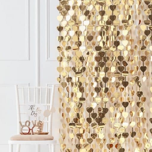 Gold Wedding Heart Foil Backdrop