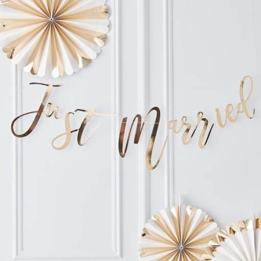 Gold Wedding Just Married Garland