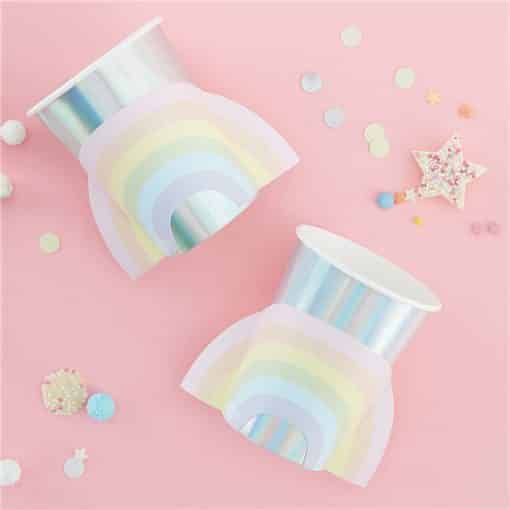 Iridescent Rainbow Paper Cups