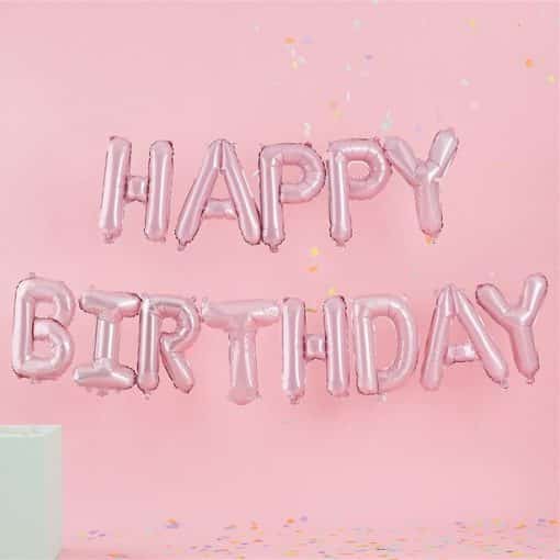 Pastel Pink 'Happy Birthday' Balloon Bunting