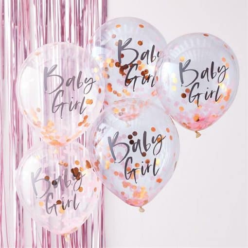 Twinkle Twinkle Baby Girl Pink Confetti Balloons