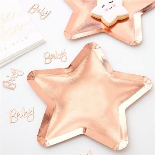 Twinkle Twinkle Rose Gold Star Paper Plate