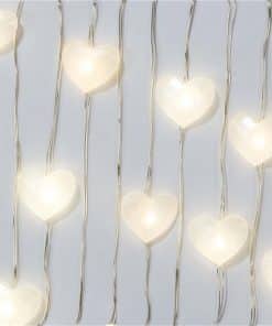 White Heart LED String Lights