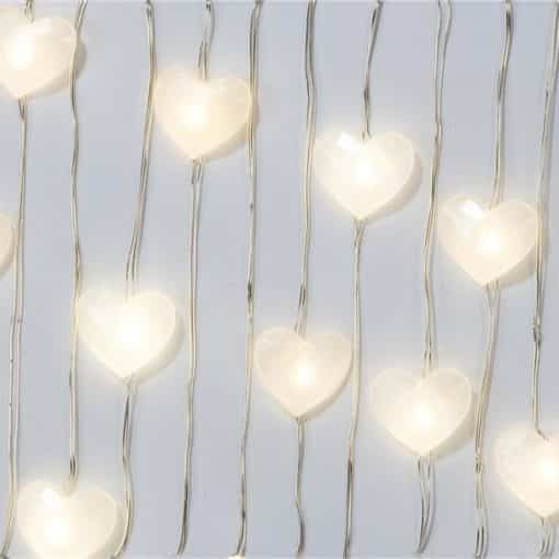 White Heart LED String Lights