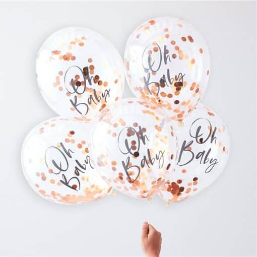 Twinkle Twinkle Oh Baby Rose Gold Confetti Balloons