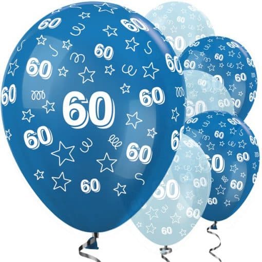 60th Birthday Blue Mix Stars Balloons