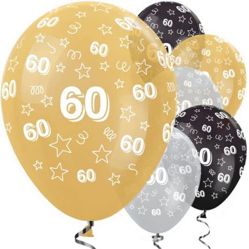 60th Birthday Gold Mix Stars Balloons