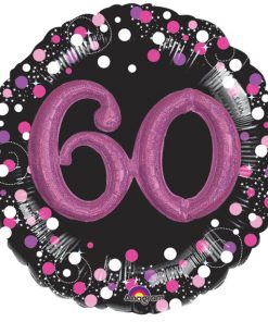 60th Birthday Pink Sparkling Celebration 3D Multi- Balloon