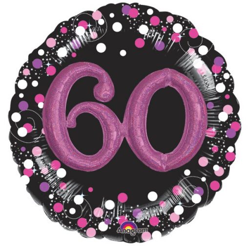 60th Birthday Pink Sparkling Celebration 3D Multi- Balloon