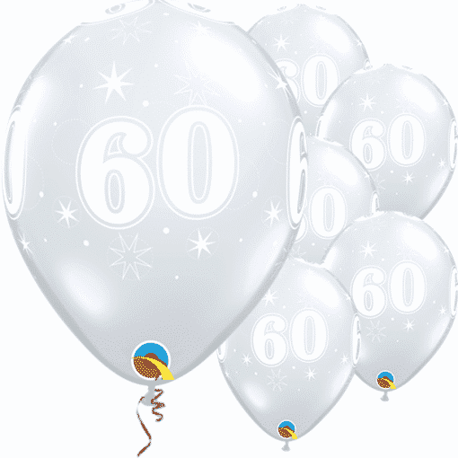 60th Birthday Sparkle-A-Round Diamond Clear Balloon