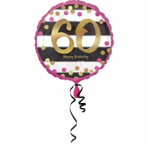 60th Pink & Gold Milestone Balloon